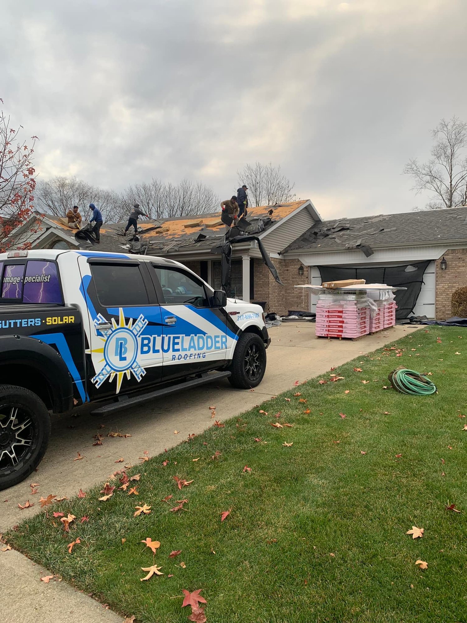 Blue ladder roofing and solar